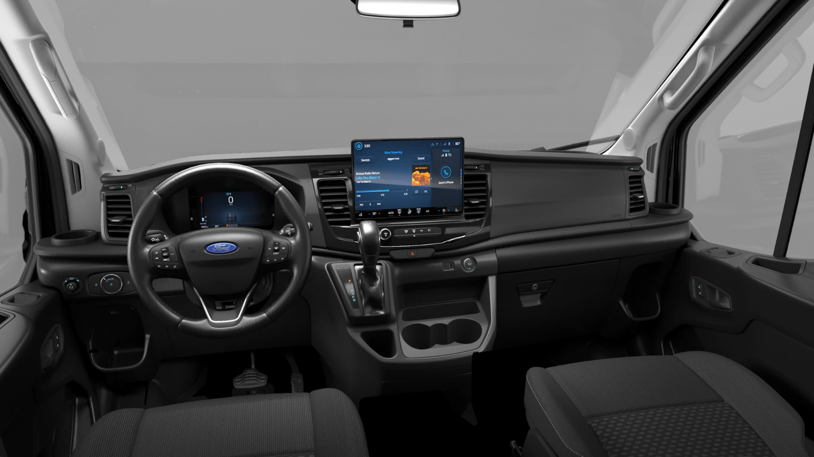 Transit dashboard with touchscreen and backup camera