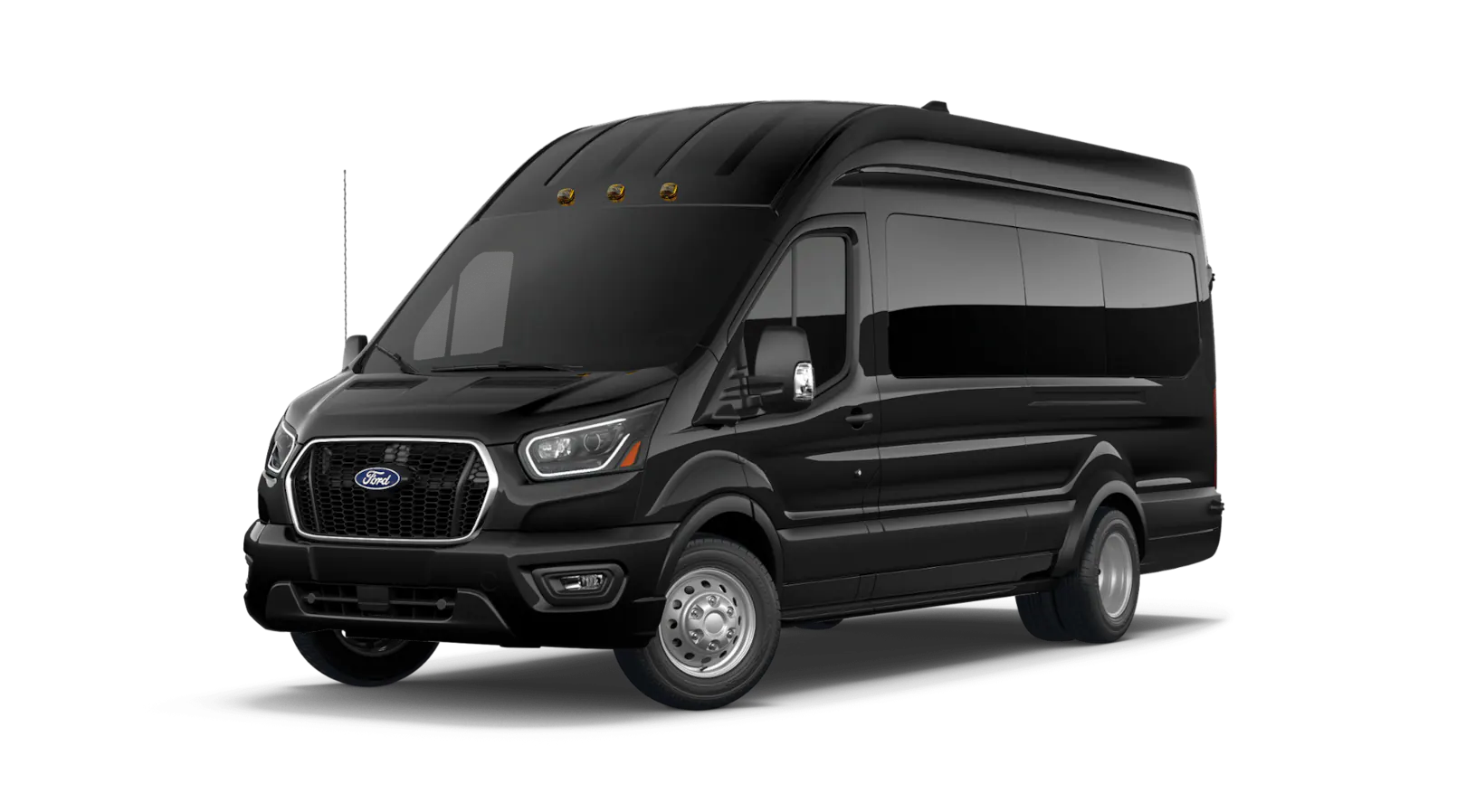 Black Ford Transit 350 HD XLT 15 passenger van rental in Katy TX